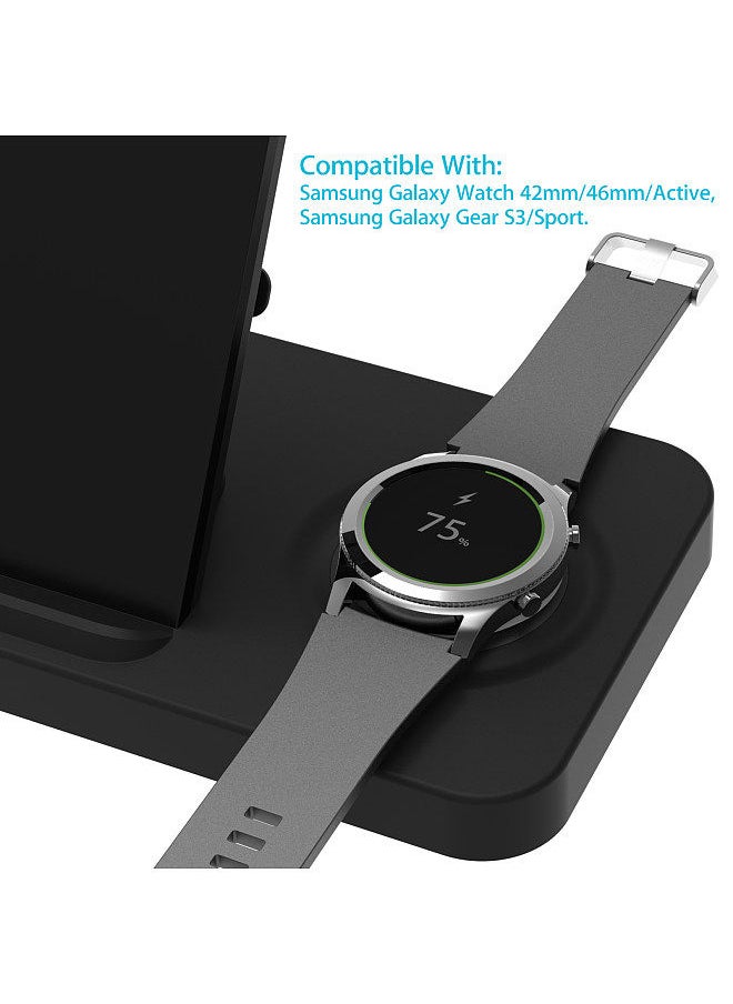F16 Wireless Charger 5 in 1 Wireless Charging Station for Multiple Devices 15W Fast Charging Dock Stand Replacement for iOS/Samsung Smartphone Smartwatch Series Earbuds