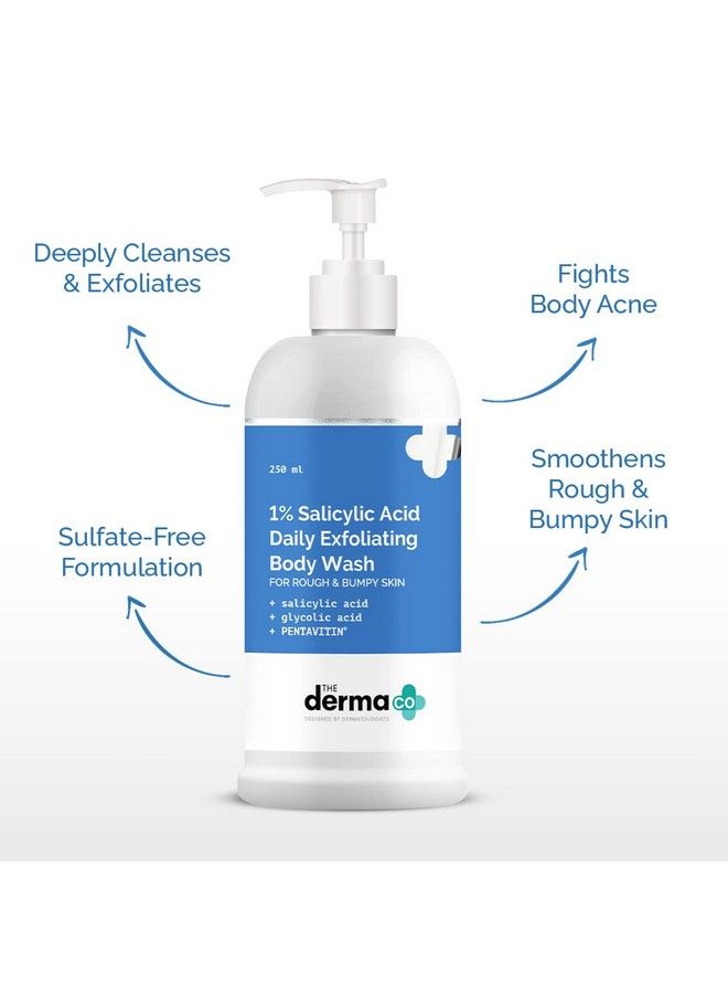 THE derma Co 1% Salicylic Acid Daily Exfoliating Body Wash To Prevent Body Acne & Cleanse Skin With Salicylic Acid Glycolic Acid & Pentavitin 250Ml  - Image 4
