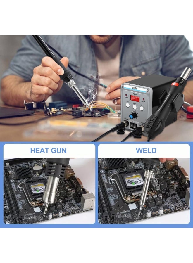 Soldering iron,iron gun, 858D 700W High Quality Soldering Station LED Digital Solder Iron Desoldering Station BGA Rework Solder Station Hot Air Gun + Electric Iron Set for SMD SMT DIP - Image 5