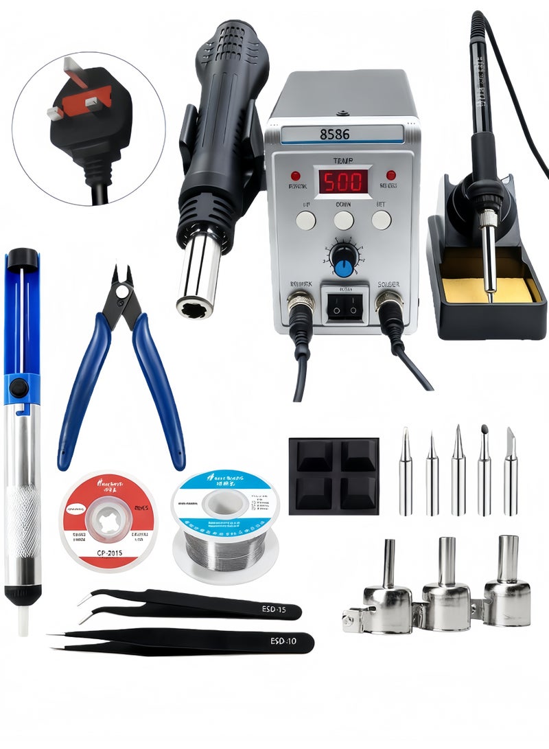 Soldering iron,iron gun, 858D 700W High Quality Soldering Station LED Digital Solder Iron Desoldering Station BGA Rework Solder Station Hot Air Gun + Electric Iron Set for SMD SMT DIP - Image 1