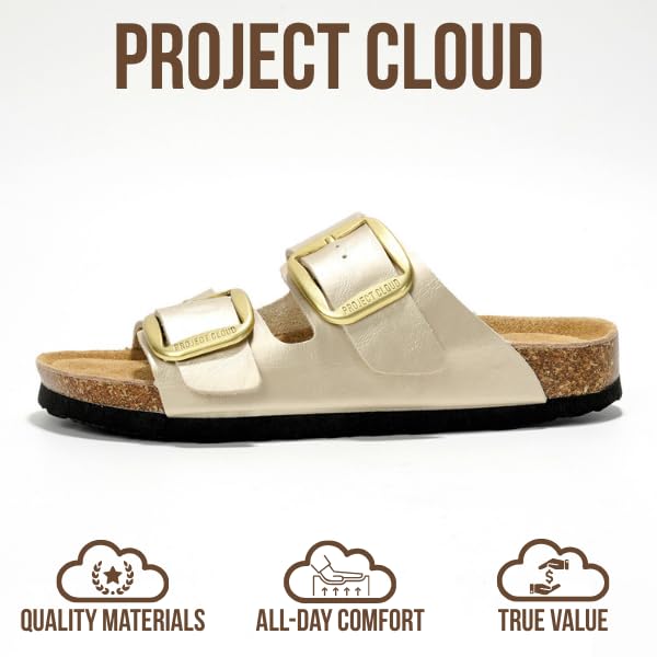Project Cloud Genuine Leather Flat Sandals for Women 2025 Comfortable Beach Essentials Womens Sandals Memory Foam Vacation Essentials Slides for Women Footwear (Santorini, Rosegold, 10) - Image 3