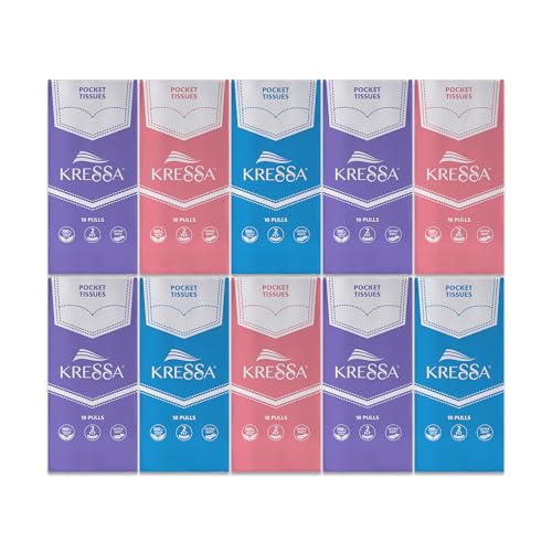 Kressa 2-Ply Facial Pocket Tissue Paper, Pack of 20-200 Ultra-Soft Pulls | Durable & Travel-Friendly Face & Hand Tissues (20, Pack of 20) - Image 1