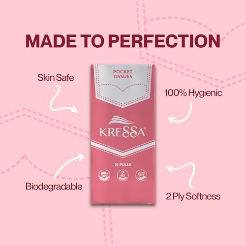 Kressa 2-Ply Facial Pocket Tissue Paper, Pack of 20-200 Ultra-Soft Pulls | Durable & Travel-Friendly Face & Hand Tissues (20, Pack of 20) - Image 5
