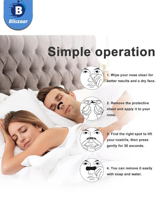 Bliszaar Anti Snoring Nose Strips for Breathing (60 Count) - Athletic Nasal Strips for Snoring & Sleeping - Oil & Sweat Proof Adhesive, Universal Fit, Extra Strength  - Image 3