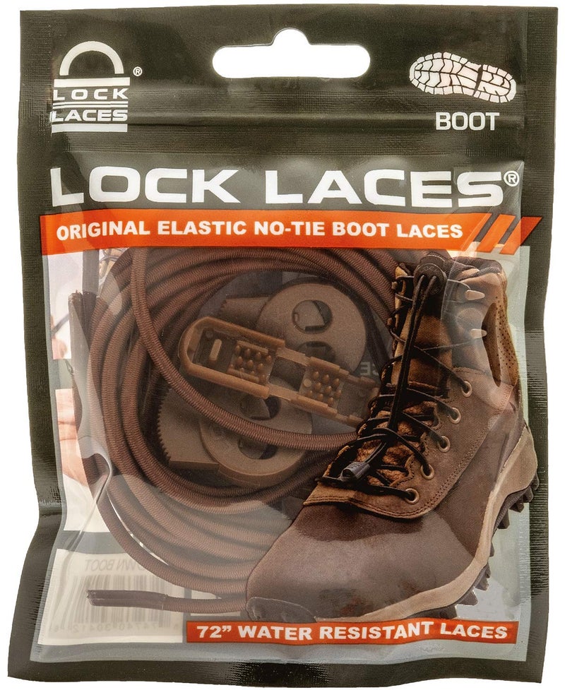 Lock Laces (1 Pair Premium Heavy Duty Elastic No Tie Laces for Boots, Sneakers and Shoes (Brown) - Image 3