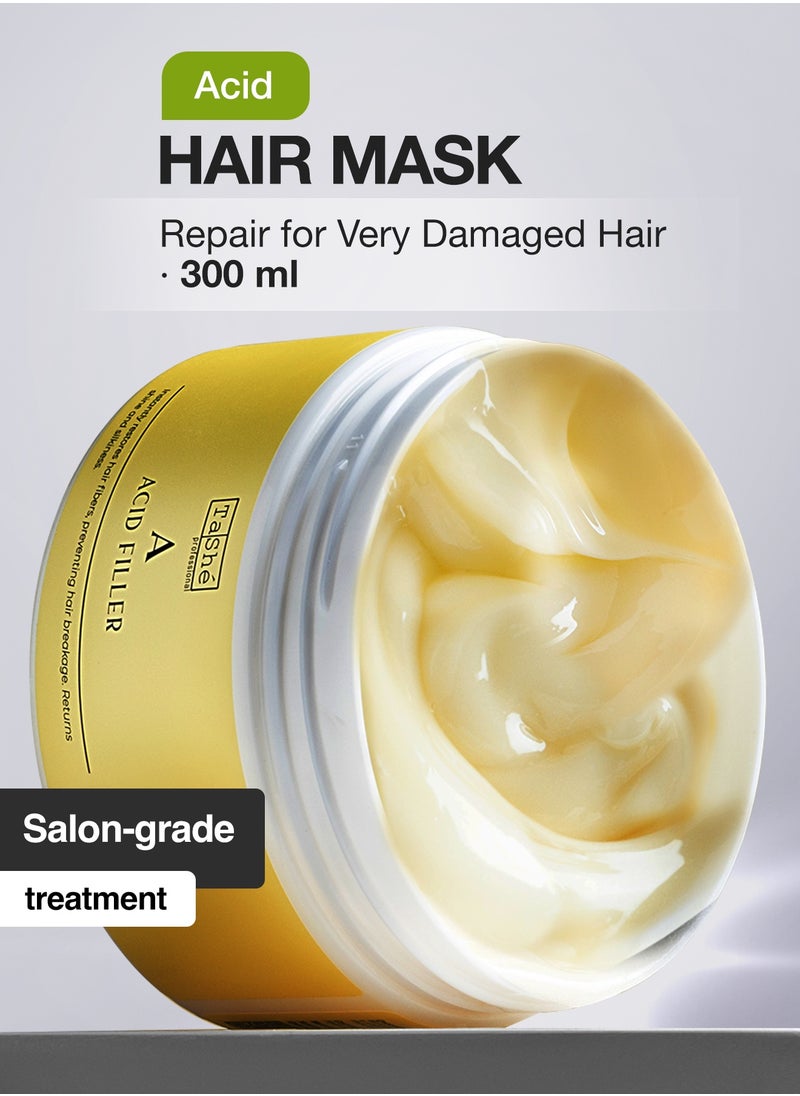 Professional Acid Filler Base – Deep Fiber Restoration Hair Mask with Lactic Acid, pH 2.5–3.0, 300ml