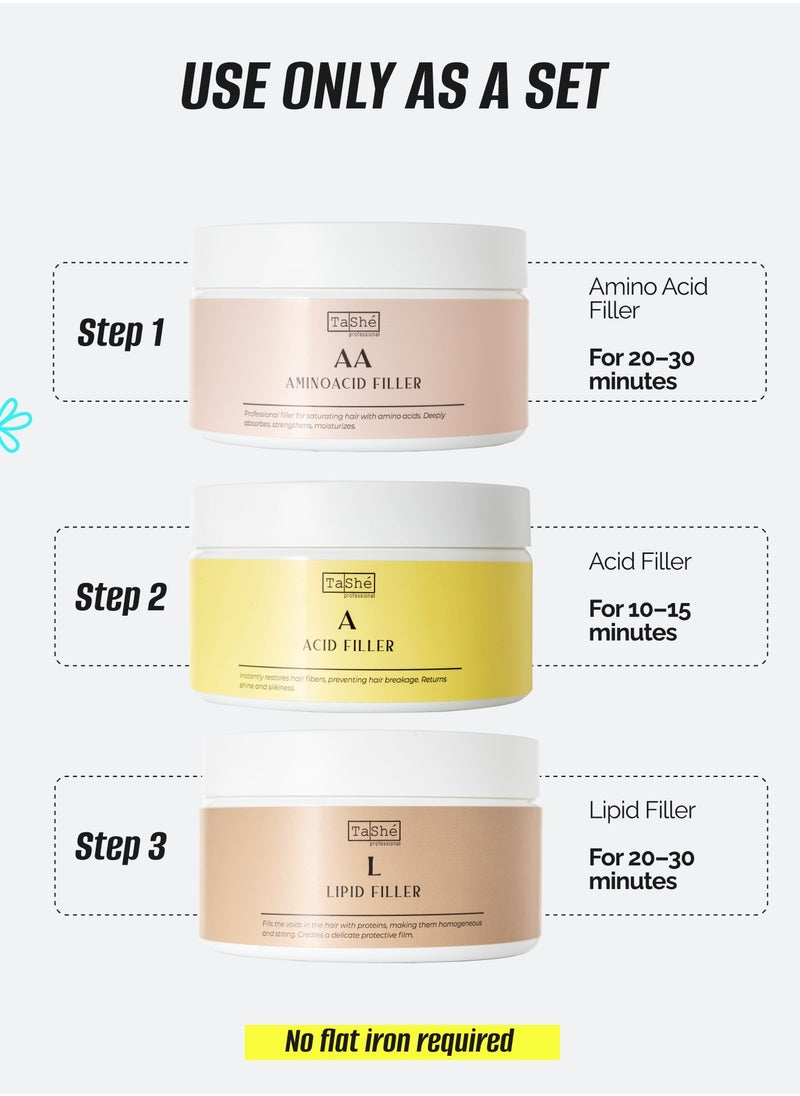 Professional Acid Filler Base – Deep Fiber Restoration Hair Mask with Lactic Acid, pH 2.5–3.0, 300ml