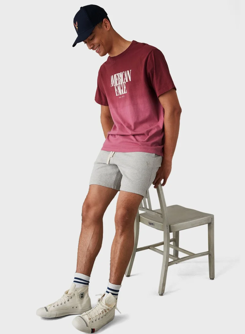 American Eagle Logo Graphic Dip-Dye Crew Neck T-Shirt