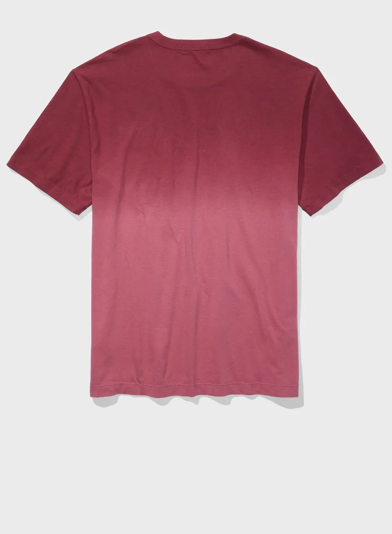 American Eagle Logo Graphic Dip-Dye Crew Neck T-Shirt