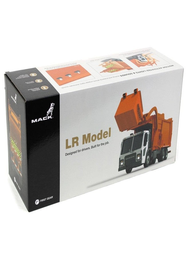 First Gear 1/25 White/Orange Mack LR Garbage Truck w/McNeilus Meridian Loader & Dumpster DCP 70-0625 - Image 5