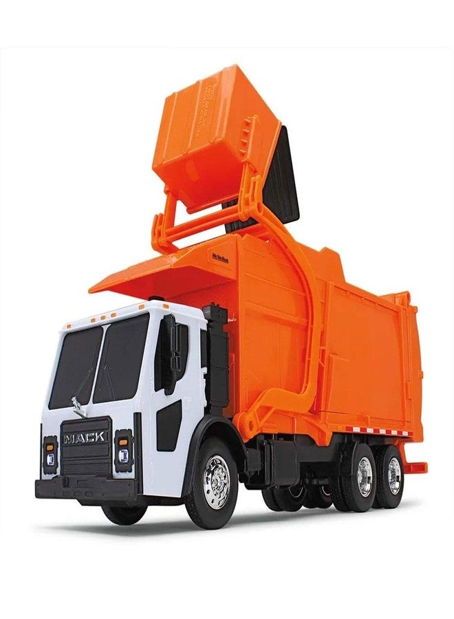 First Gear 1/25 White/Orange Mack LR Garbage Truck w/McNeilus Meridian Loader & Dumpster DCP 70-0625 - Image 2