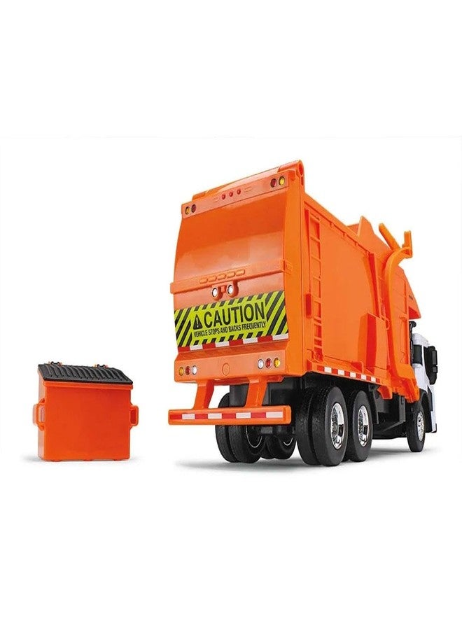 First Gear 1/25 White/Orange Mack LR Garbage Truck w/McNeilus Meridian Loader & Dumpster DCP 70-0625 - Image 3
