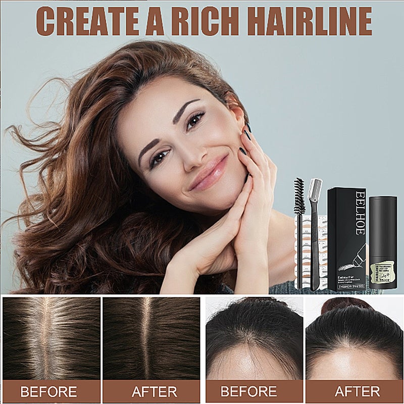 Eyebrow Stamp Kit Natural Hairline Powder Quick Eyebrow Card On Makeup Waterproof Perfect Eyebrow Definer Template Kit with Eyebrow Brush and Trimmer Dark Grey - Image 2