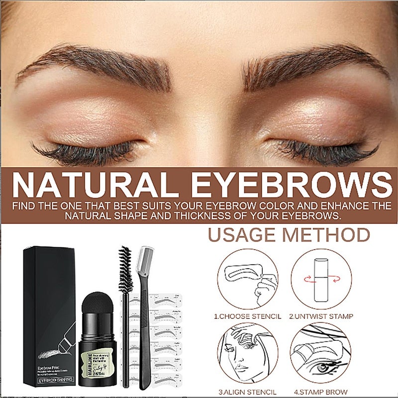 Eyebrow Stamp Kit Natural Hairline Powder Quick Eyebrow Card On Makeup Waterproof Perfect Eyebrow Definer Template Kit with Eyebrow Brush and Trimmer Dark Grey - Image 5