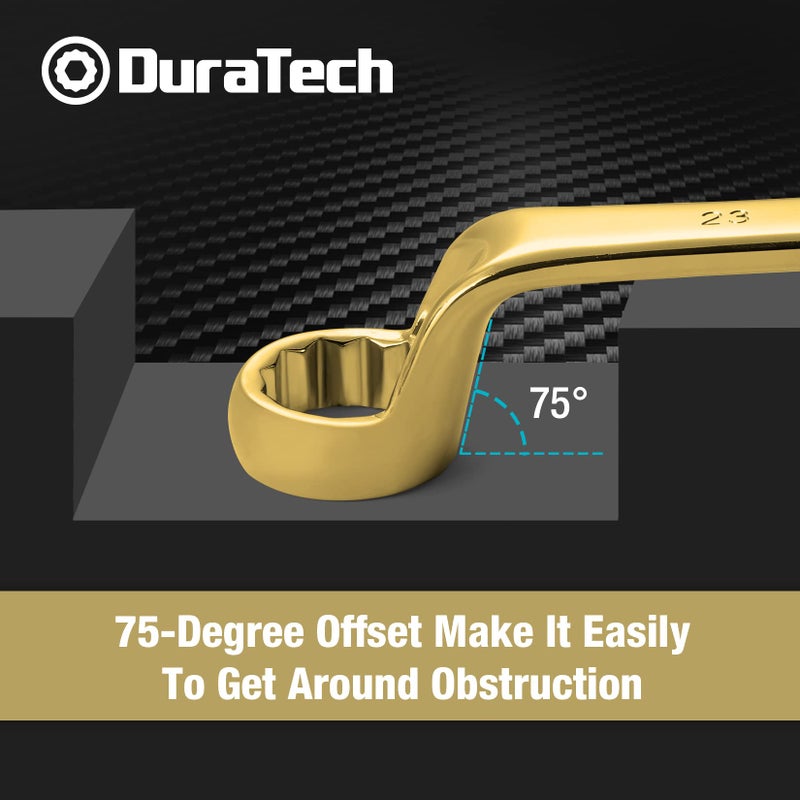 DURATECH Offset Box Wrench Set, Metric, 9-Piece, 6-23mm, 75-Degree, CR-V Steel, Titanium Plating with Pouch - Image 3