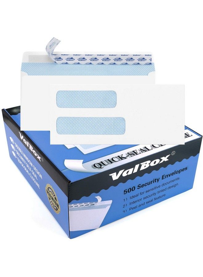 ValBox 500 Count 10 Double Window Envelopes 41 8X91 2" Self Seal Security Envelopes For Quickbooks Invoices Business Statements And Legal Documents - Image 2