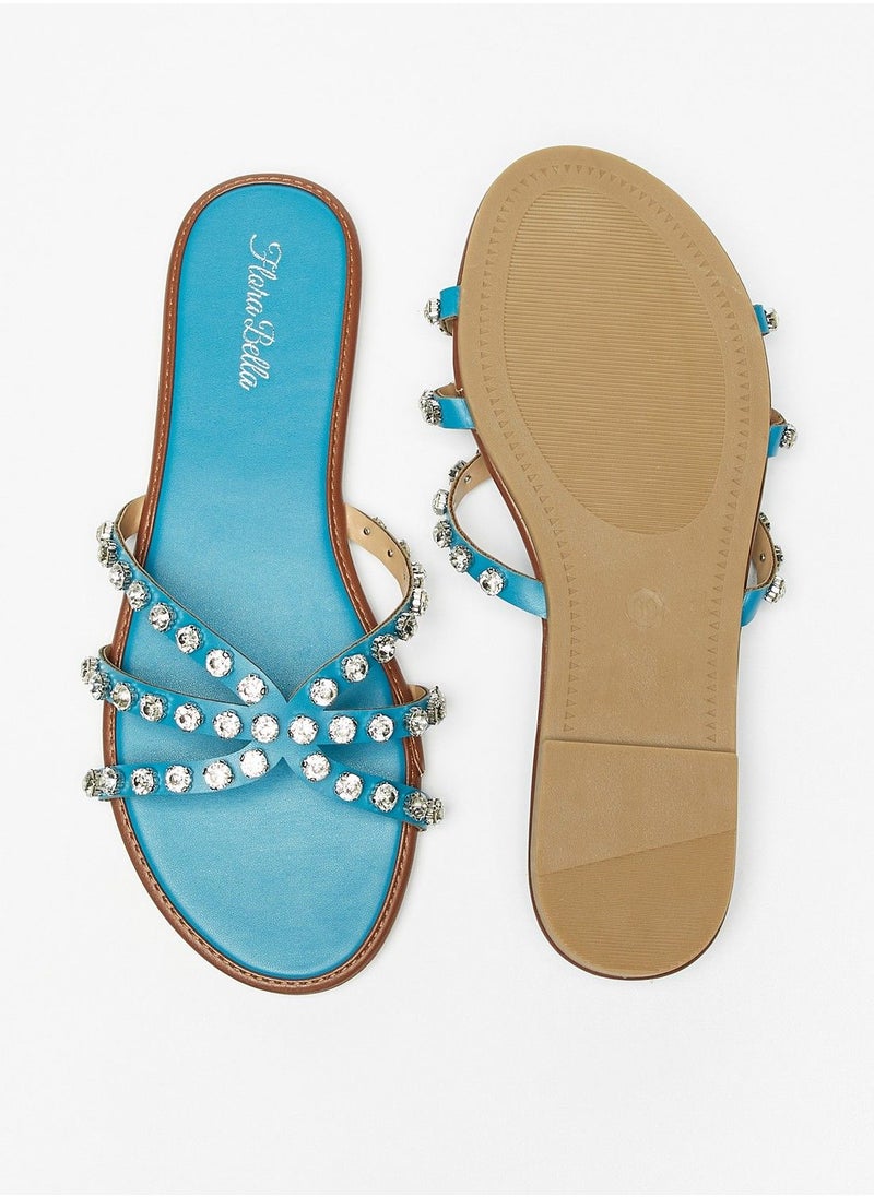 Flora Bella - Embellished Strap Slides - Image 1