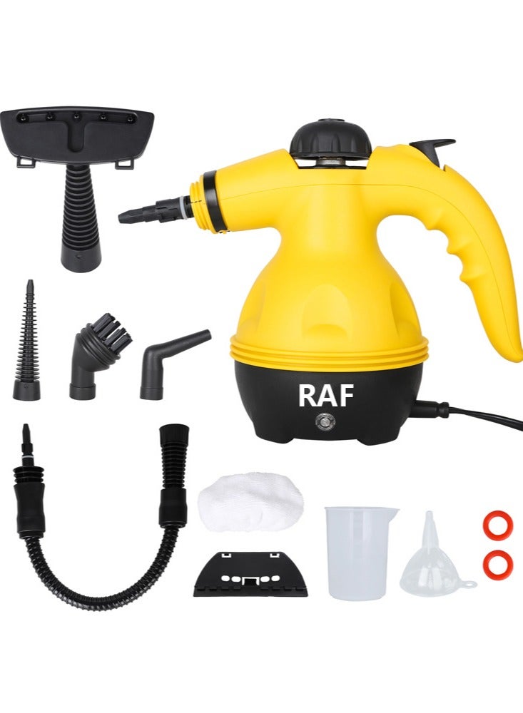 آر إيه أف منظف ​​بخاري محمول متعدد الأسطح مع 9 ملحقات، منظف بخاري متعدد الأغراض مضغوط للمنزل، جهاز بخار لتنظيف شفاط المطبخ، الحمام المنزلي، الأوساخ، الشحوم، الجص، البلاط، الأرضيات، الأريكة والسيارة - Image 1