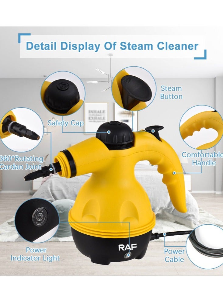 آر إيه أف منظف ​​بخاري محمول متعدد الأسطح مع 9 ملحقات، منظف بخاري متعدد الأغراض مضغوط للمنزل، جهاز بخار لتنظيف شفاط المطبخ، الحمام المنزلي، الأوساخ، الشحوم، الجص، البلاط، الأرضيات، الأريكة والسيارة - Image 5