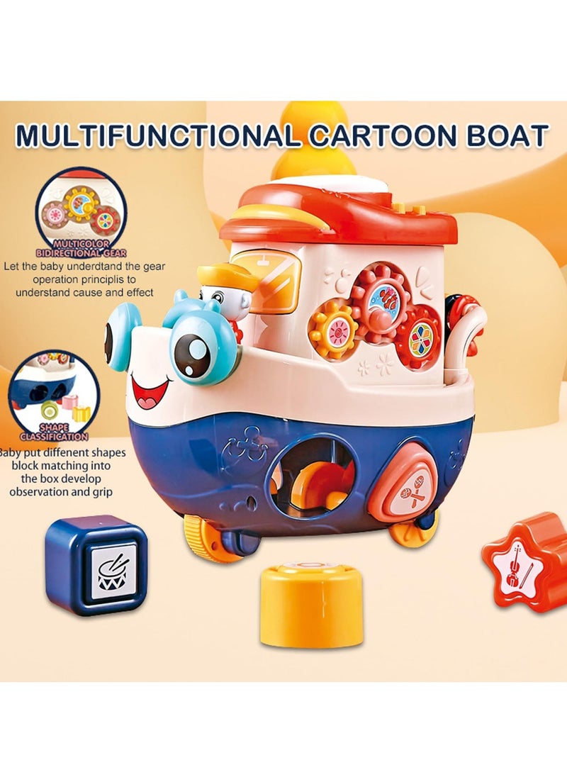 BAYBEE Baybee Multifunctional Wisdom Baby Boat Musical Toys for Kids, Kids Boat Toy With Piano, Shape Blocks, Gears & Playboard Drum Early Learning Educational Toys Gift for Kids 2+ Year 3+ Years Boys Girls  - Image 3