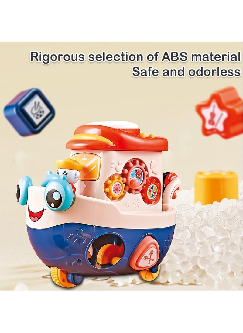 BAYBEE Baybee Multifunctional Wisdom Baby Boat Musical Toys for Kids, Kids Boat Toy With Piano, Shape Blocks, Gears & Playboard Drum Early Learning Educational Toys Gift for Kids 2+ Year 3+ Years Boys Girls  - Image 5