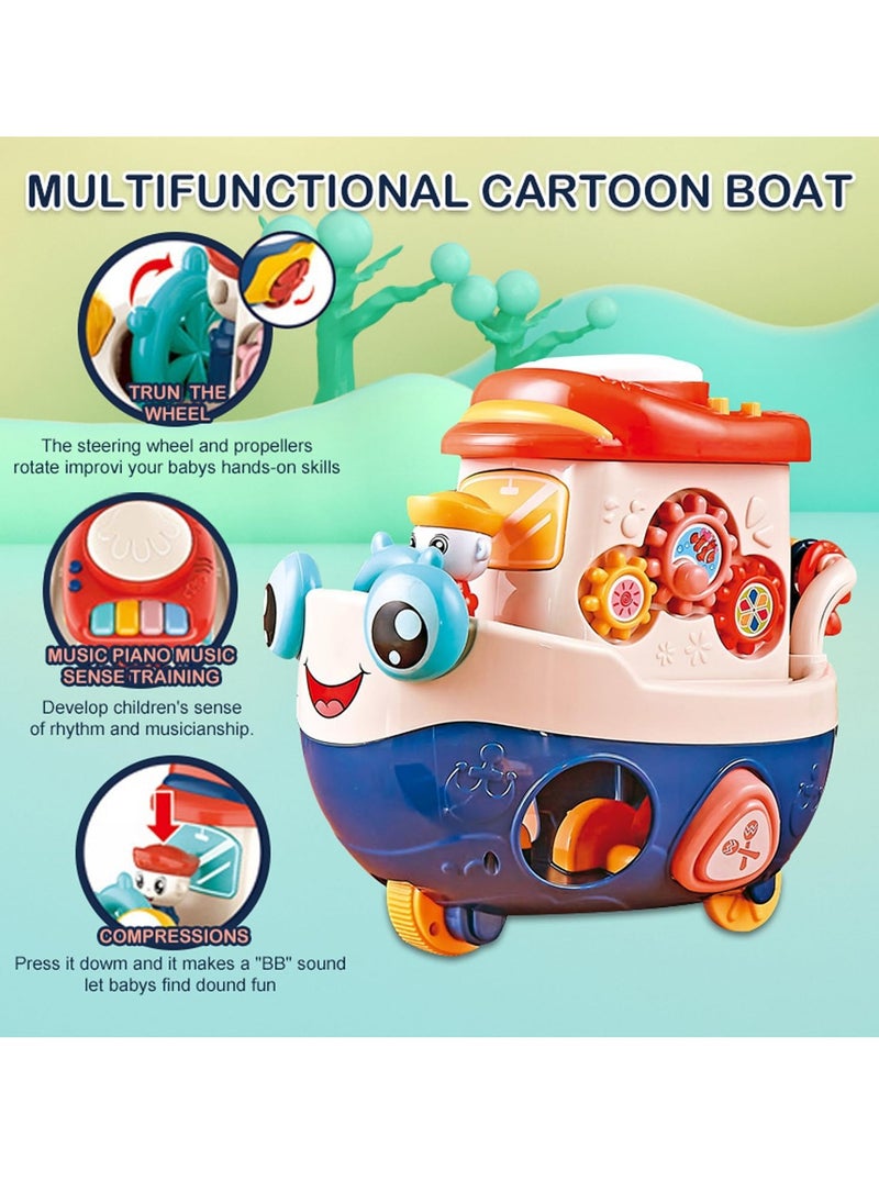 BAYBEE Baybee Multifunctional Wisdom Baby Boat Musical Toys for Kids, Kids Boat Toy With Piano, Shape Blocks, Gears & Playboard Drum Early Learning Educational Toys Gift for Kids 2+ Year 3+ Years Boys Girls  - Image 4