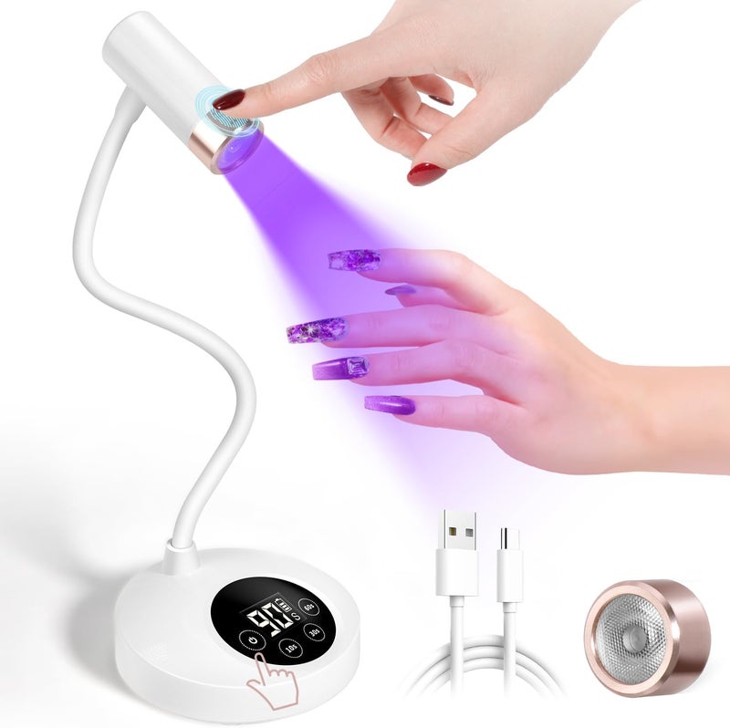 AORAEM AORAEM UV LED Nail Lamp, Rechargeable Gooseneck Lamp for Gel x Nails 12W Quick Dry LED Nail Light Nail Dryer with 4 Timers & Auto Sensor, Professional Flash Cure Light for Gel Nails Home DIY White 