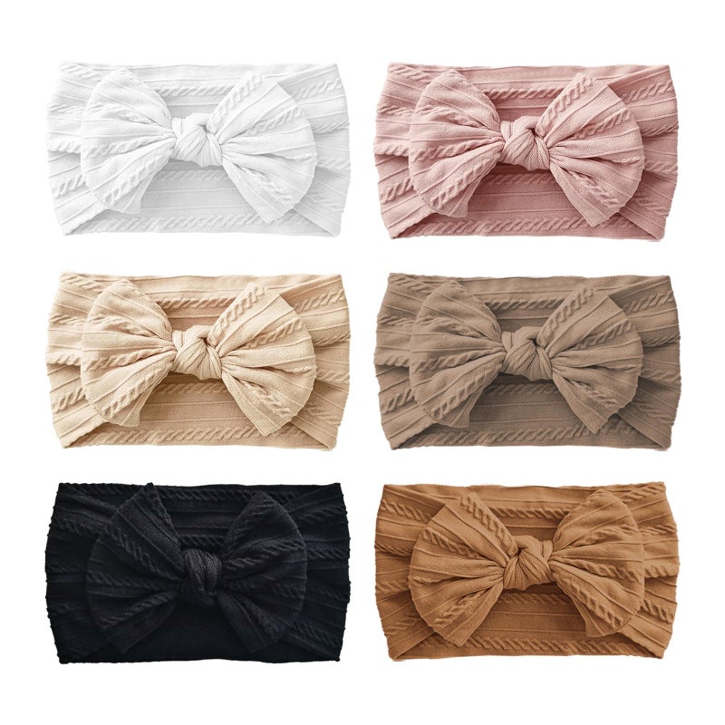 Fecawd 6PCS Baby Headbands, Girls Headbands with Bows, Soft Stretchy Nylon Hair Bands Hair Accessories for Newborn Infant Toddler - Image 1