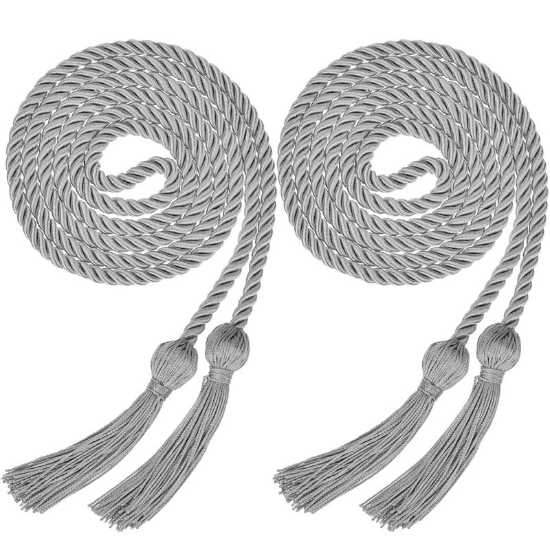 Yaomiao 2 Pieces Graduation Cords Polyester Yarn 2025 Honor Cord with Tassel for Graduation StudentsSilver