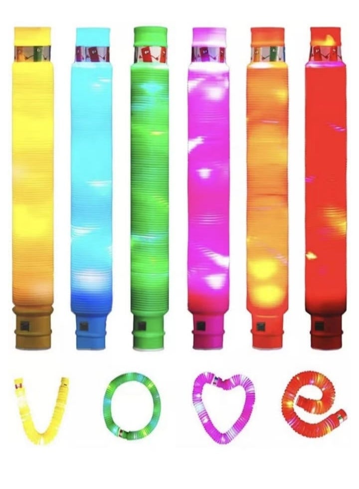 1 Pack Light Up Pop Tubes, Fidget Toys, LED Glow Tubes for Kids Birthday Parties, Glow Sticks for the Dark Parties (Purple) - Image 1