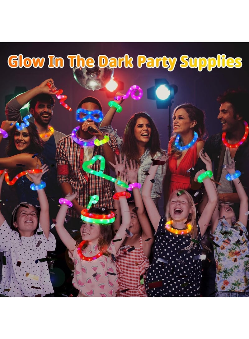 1 Pack Light Up Pop Tubes, Fidget Toys, LED Glow Tubes for Kids Birthday Parties, Glow Sticks for the Dark Parties (Purple) - Image 2