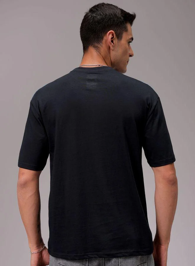 The Indian Garage Co Men Boxy Oversized Placement Print Round Neck Tshirt