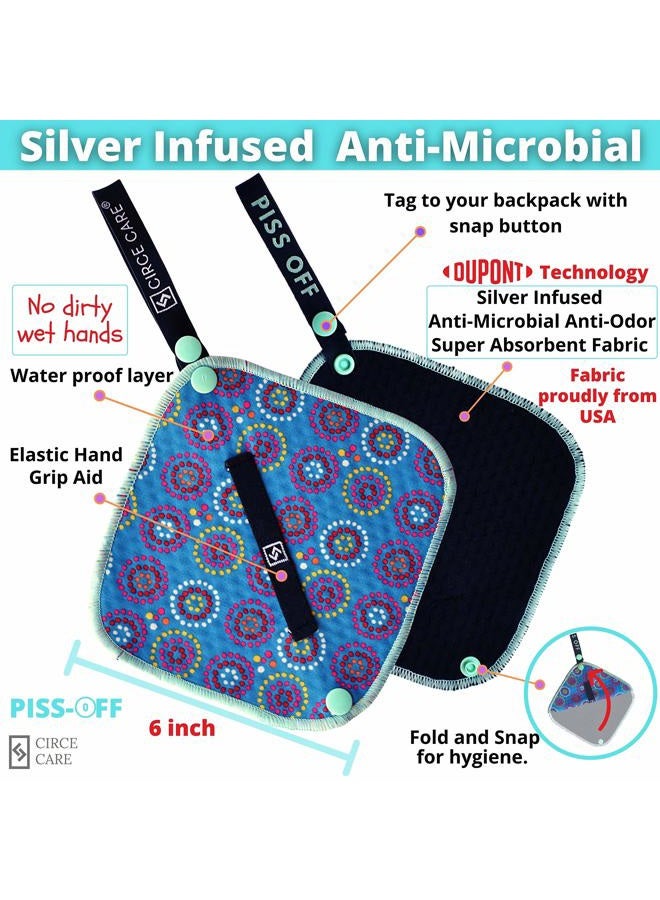CIRCE CARE Pee Cloth:Silver Infused Pee rag for Women who Pee Outdoors, Reusable Absorbent Wipes, Eco alt. to Toilet Paper, Female Urination Solution for Camping, Hiking (2pc Combi- BlueDisco+Galaxy) - Image 2