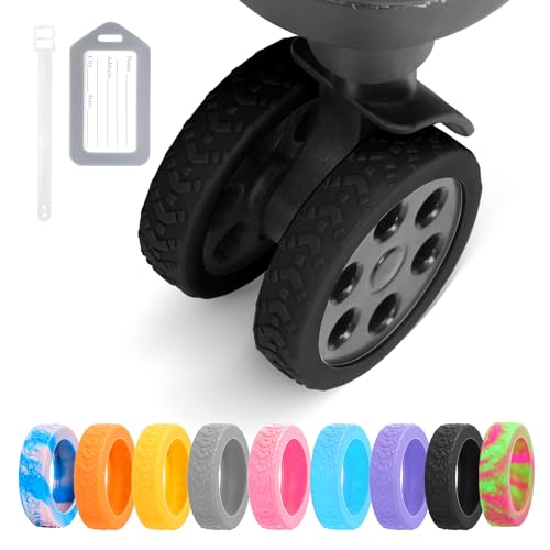 DIGIGRE Luggage Wheel Covers, 8 PCS Silicone Wheel Protector Covers for 2-2.6 inches 8-Spinner Wheels, Wear-Resistant, Anti-Noise Wheel Covers for Luggage, Suitcases or Office Chair Caster Wheels (Black) - Image 1
