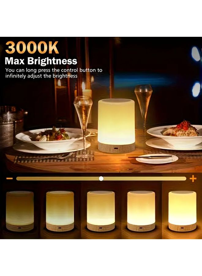 2pcs LED Night Light Dimmable Touch Lamp Portable Table Warm RGB USB Rechargeable - Image 4