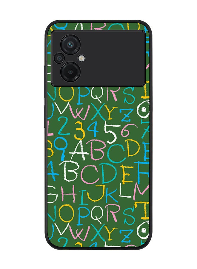 Stylizedd Rugged Black edge case for Xiaomi Poco M5 Slim fit Soft Case Flexible Rubber Edges Anti Drop TPU Gel Thin Cover - Green Board Alphabets - Image 1