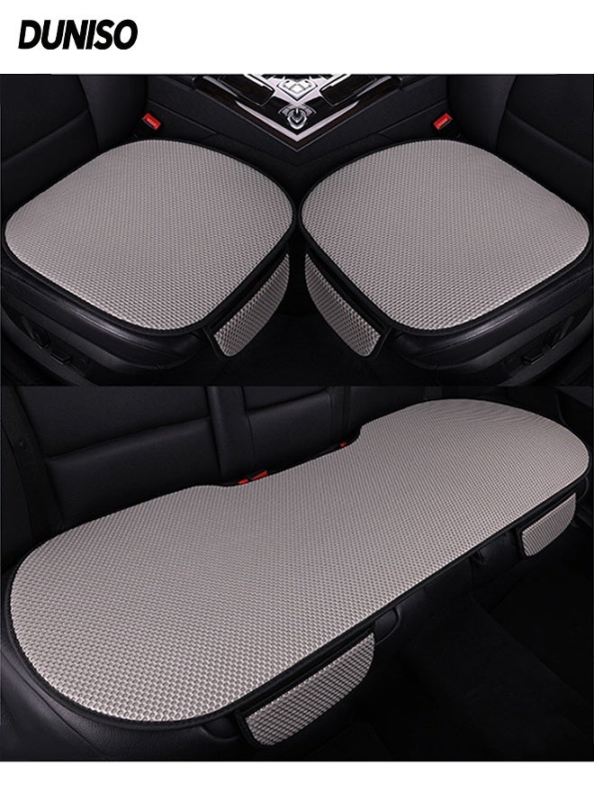 DUNISO 3 قطع وسادة مقعد السيارة، غطاء مقعد السيارة القابل للتنفس، مع حقيبة تخزين، مضاد للانزلاق ومقاوم للزلازل، مناسب لمعظم الطرازات مثل SUV، سيدان وفان - Image 1