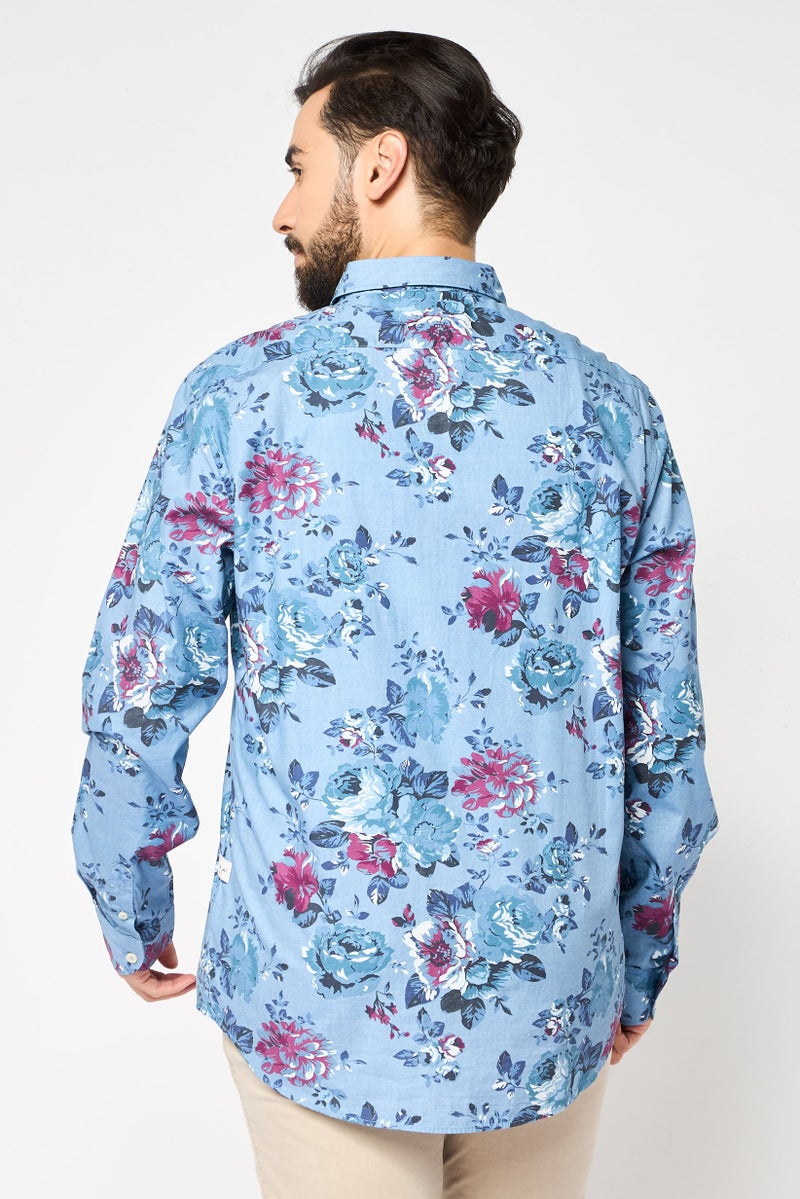 Replay Men Regular Fit Long Sleeve Floral Pattern Casual Shirt, Multicolor - Image 4