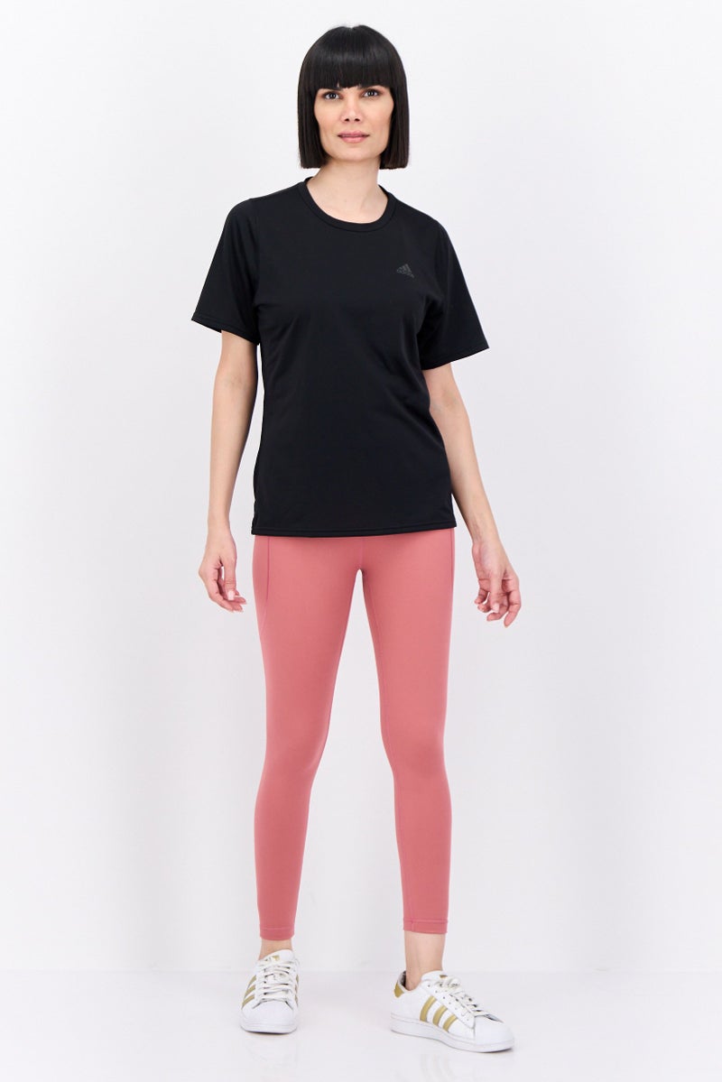 Adidas Women Sportswear Fit Short Sleeves Running 3 Bar Top, Black - Image 4