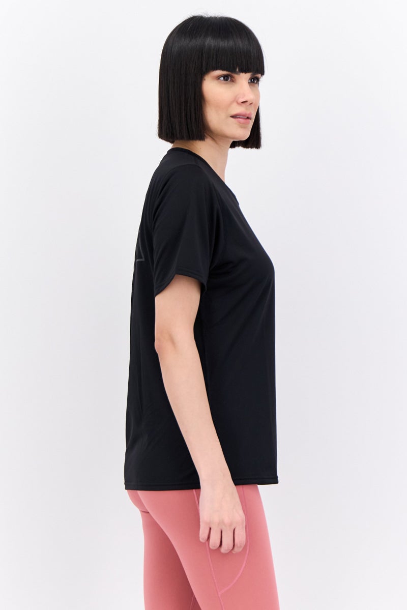 Adidas Women Sportswear Fit Short Sleeves Running 3 Bar Top, Black - Image 3