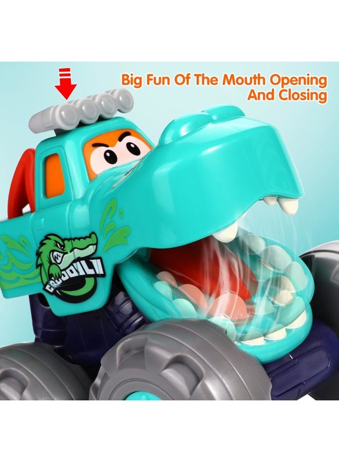 WITALENT Toy Cars For 1 2 3 Year Old 3 Pack Monster truck Toy Push & Go Crocodile Car Friction Powered Bull Car Pull Back Leopard Car Big Wheel Animal Toy Car Baby Toy Gift For 12 18 Month Boys Girls Toddlers - Image 5