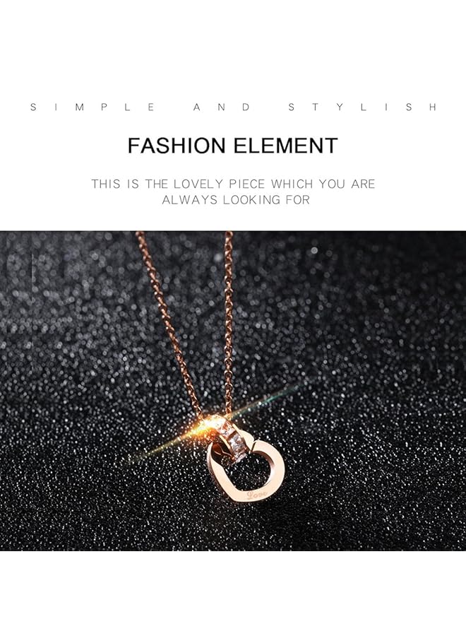 تشيميز أصفر قلادة على شكل قلب على الطراز الغربي من الفولاذ المقاوم للصدأ باللون الذهبي الوردي لا تتلاشى أبدًا للنساء والفتيات - Image 2