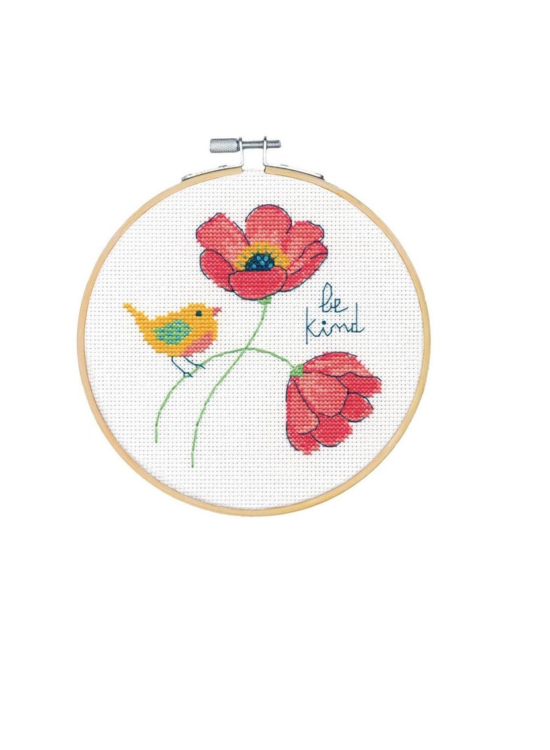 Cross Counted Cross Stitch Kit 6 inch Round Be Kind - Image 3