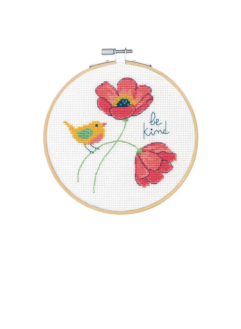 Cross Counted Cross Stitch Kit 6 inch Round Be Kind - Image 2