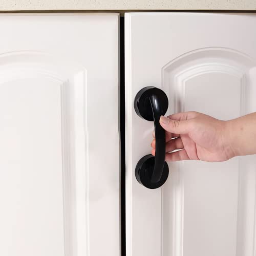 Renyqatt Glass Door and Window Handle Suction Cup Bathroom Sliding Doors Handles NonPorous Handles Shower Grab Bars Cabinets and Wardrobes NonMarking Handle Black - Image 1