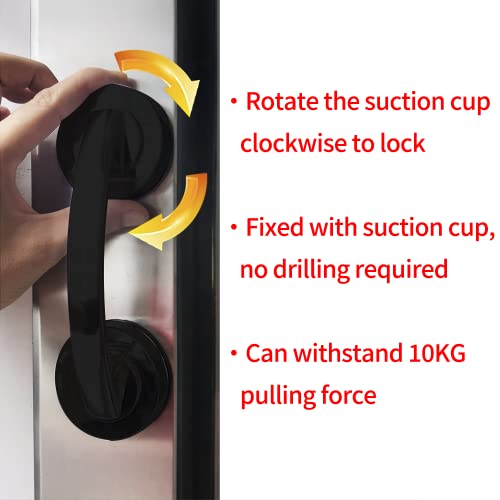 Renyqatt Glass Door and Window Handle Suction Cup Bathroom Sliding Doors Handles NonPorous Handles Shower Grab Bars Cabinets and Wardrobes NonMarking Handle Black - Image 3