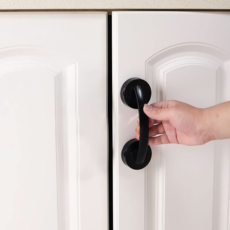 Renyqatt Glass Door and Window Handle Suction Cup Bathroom Sliding Doors Handles NonPorous Handles Shower Grab Bars Cabinets and Wardrobes NonMarking Handle Black - Image 2