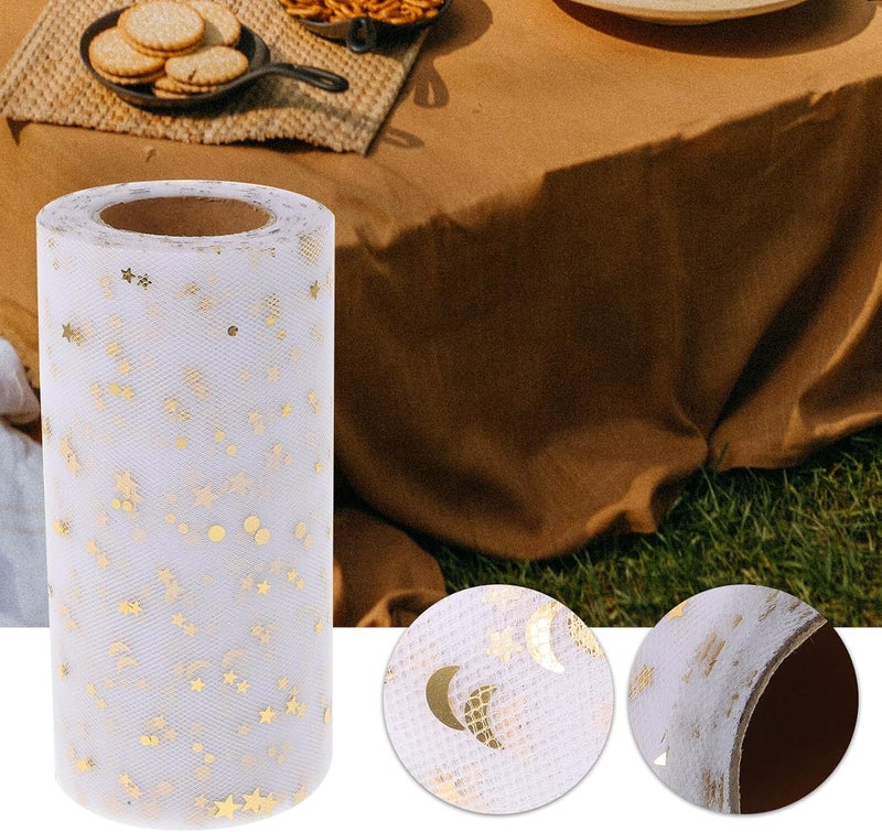 Sparkling Star Sequin Tulle Table Skirt Gauze Fabric Wedding Party Decoration 15cm X 25 Yards Sparkle Tutu Skirt Material for Banquet and Event Supplies - Image 3