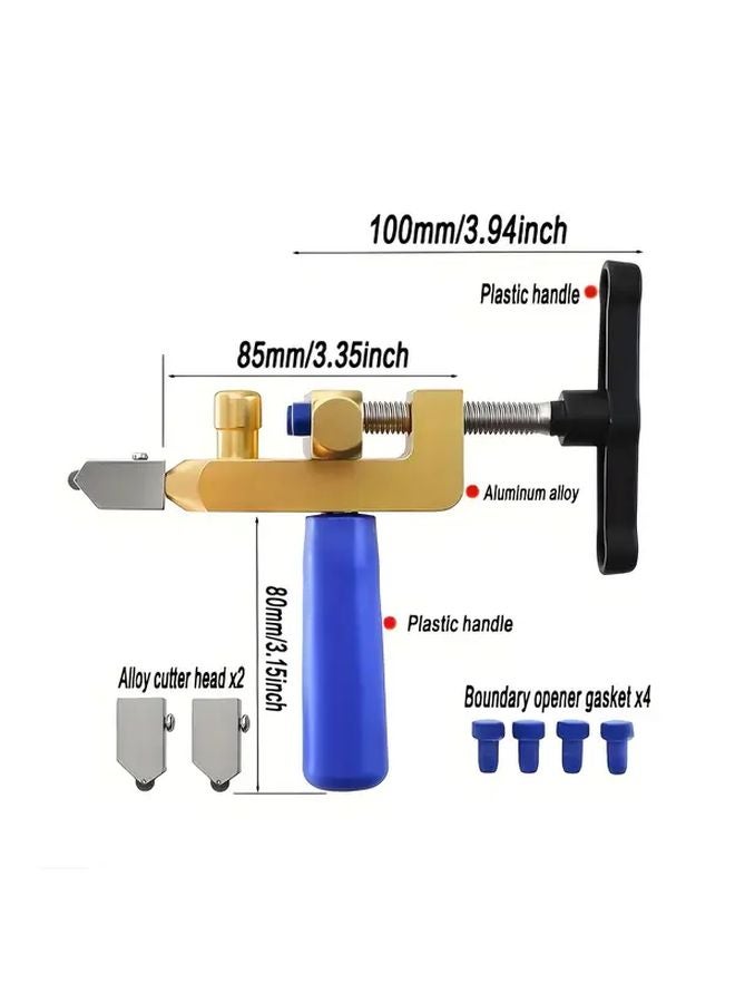 2 In 1 Glass Tile Cutter With Diamond Roller Adjustable Metal Base Clamps 1Set DIY - Image 3
