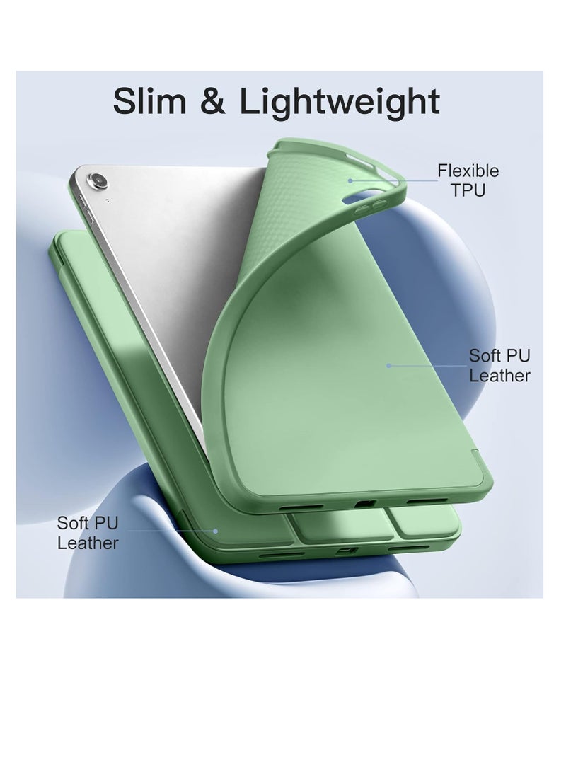 Compatible with iPad 10th Generation Case 10.9 Inch 2022 with Pencil Holder, Slim Trifold Stand Protective Cover with Soft TPU Back for iPad Case 10th Generation,Auto Sleep/Wake, Matcha Green - Image 2